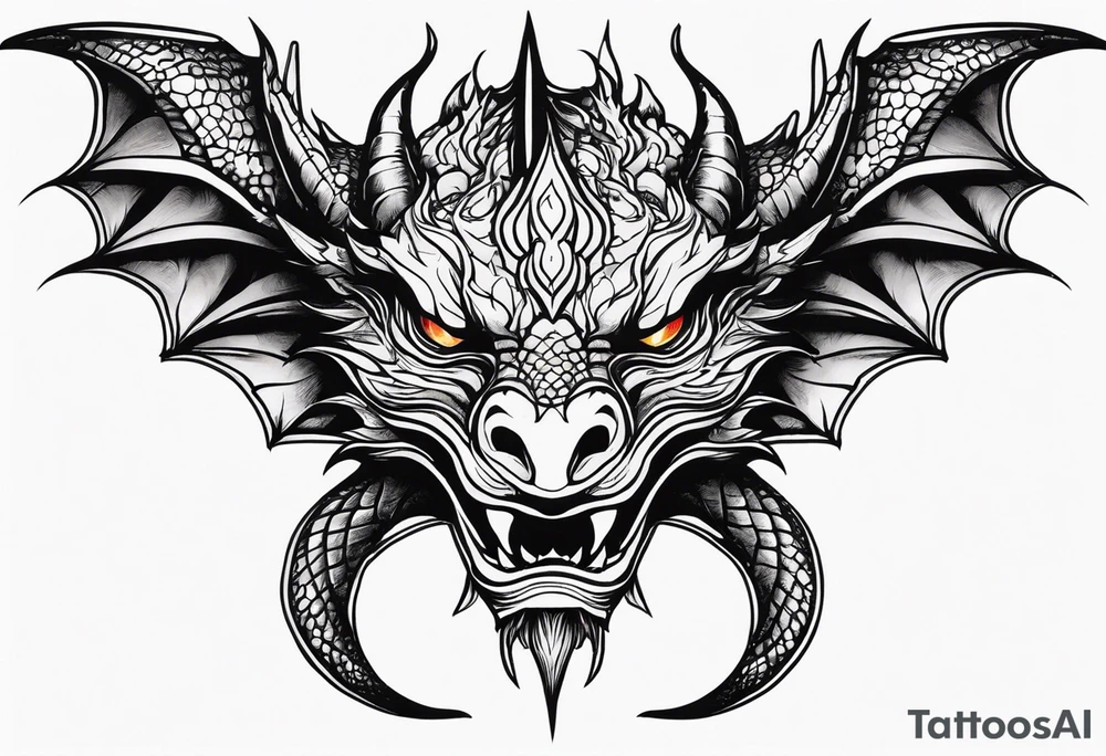 Dragon head facing front tattoo idea