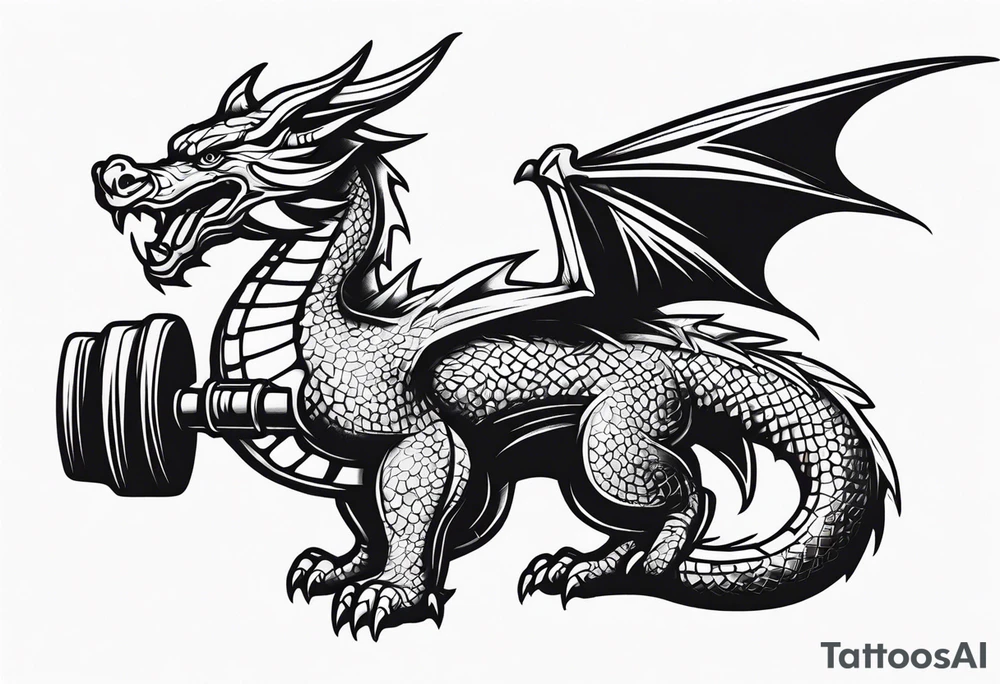 Simple Dragon dumbbell tattoo idea