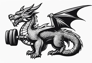 Simple Dragon dumbbell tattoo idea