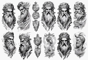 greek zeus sleeve tattoo idea
