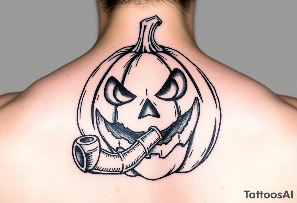 Spooky carved pumpkin 
With meth pipe tattoo idea