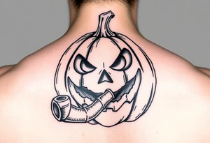 Spooky carved pumpkin 
With meth pipe tattoo idea
