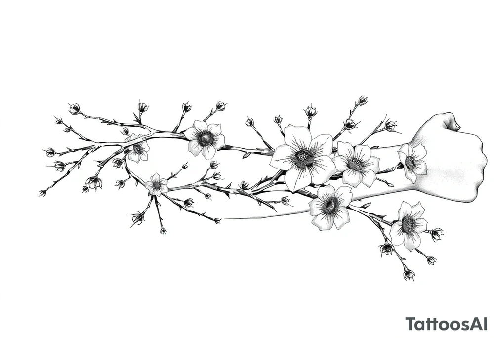 thorny branches and flowers tattoo idea