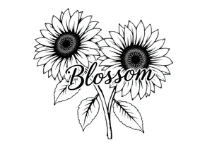 Sunflowers with “Blossom” written through it tattoo idea