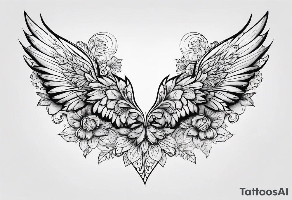 wing, flower, tattoo idea