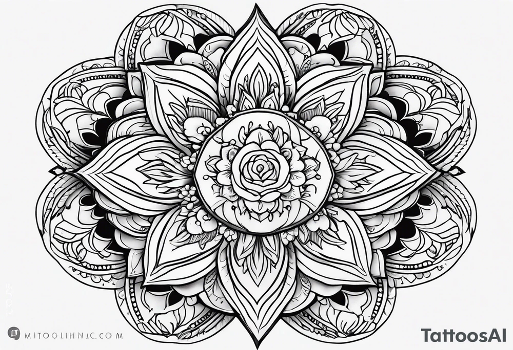 Mandala with freshia flowers tattoo idea
