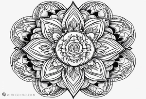 Mandala with freshia flowers tattoo idea
