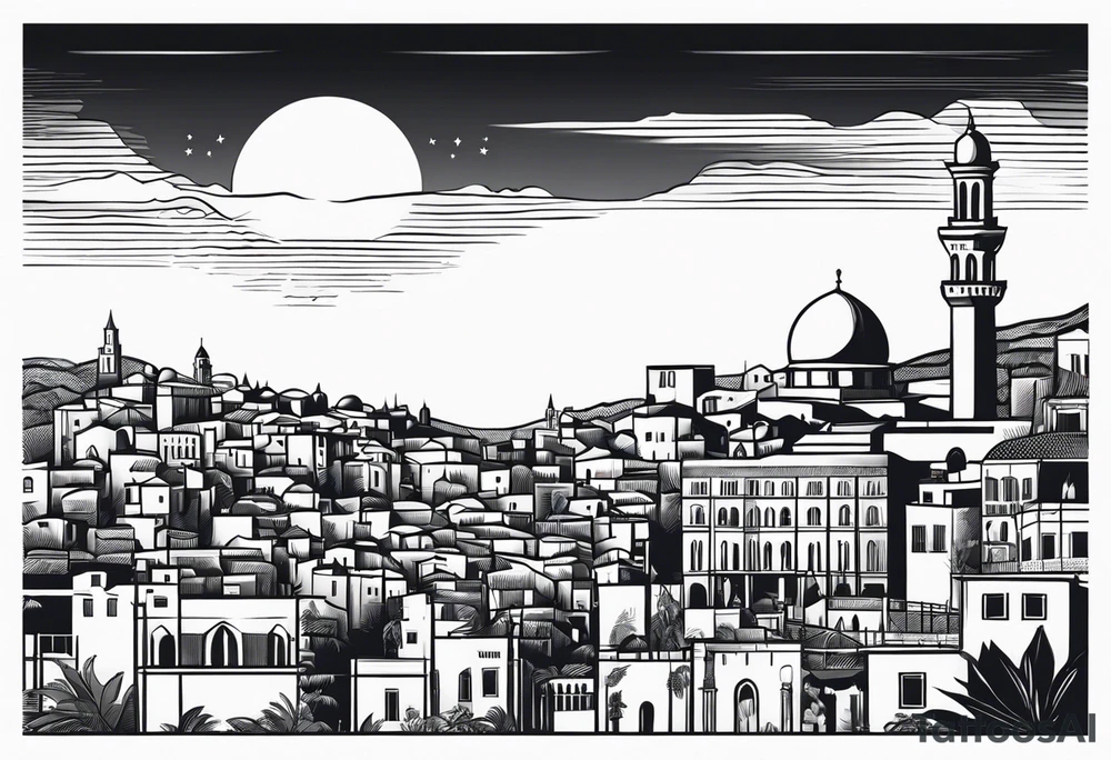 israel city vector circle
 vignette tattoo idea