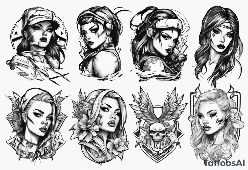 toples fighter girl tattoo idea