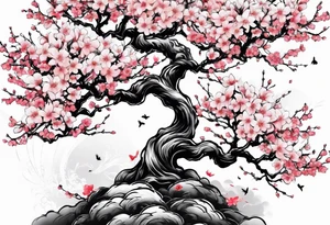 Cherry blossom for back tattoo but The whole body has to come out tattoo idea