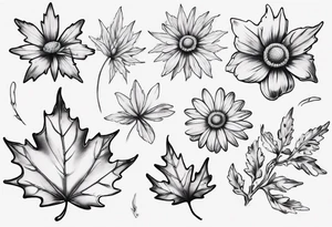 Maple leaf matching daisy tattoo idea