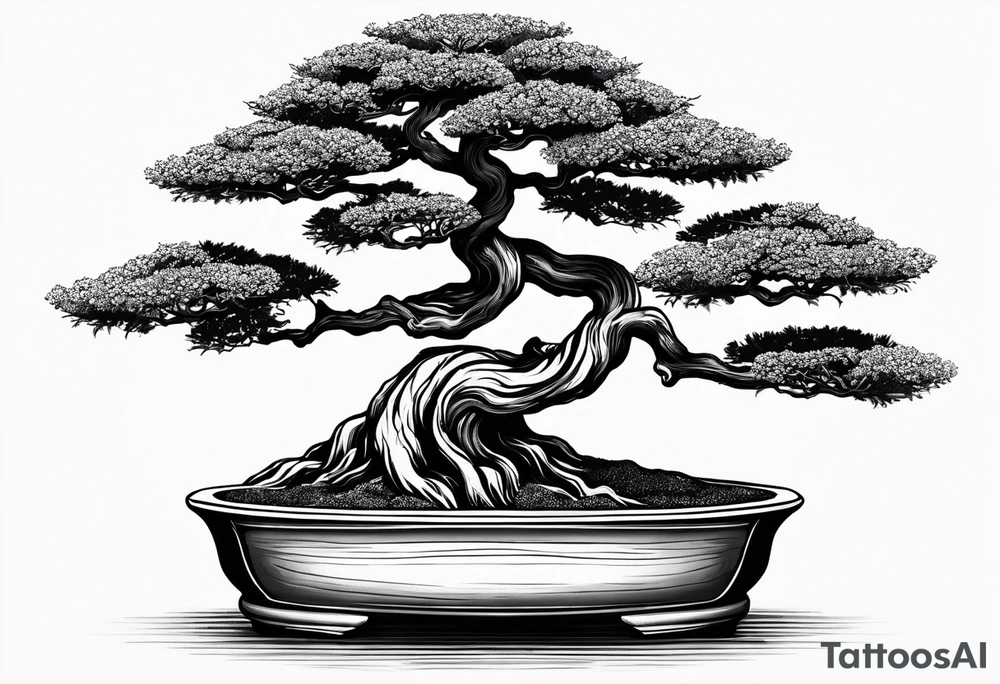 bonsai tree small with sun tattoo idea