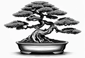 bonsai tree small with sun tattoo idea