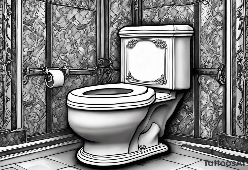 Very epic toilet with donkey from shrek sitting on it tattoo idea