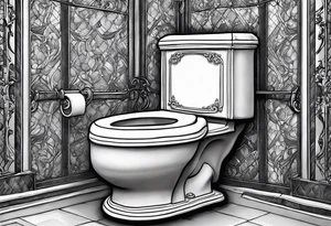 Very epic toilet with donkey from shrek sitting on it tattoo idea