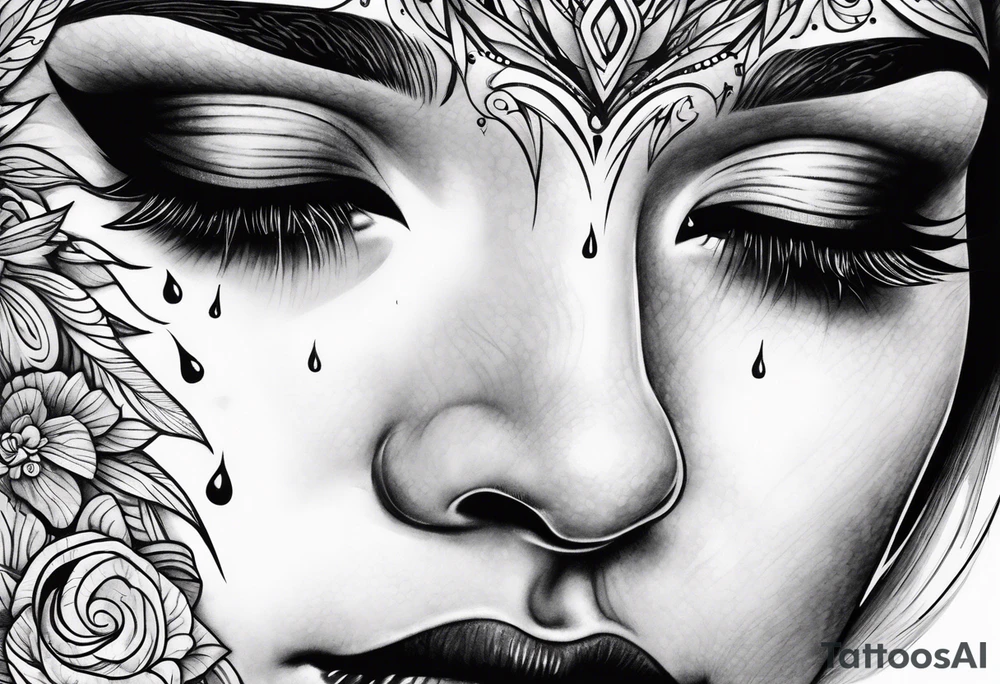 crying face with tears tattoo idea