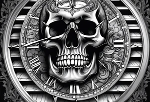 Skull, clock, stairs tattoo idea