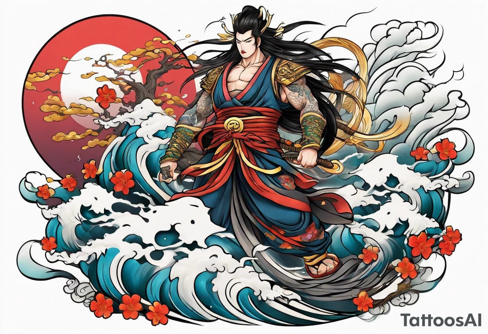 Japanese thunder god and japanese wind god tattoo idea
