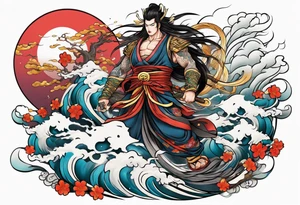 Japanese thunder god and japanese wind god tattoo idea
