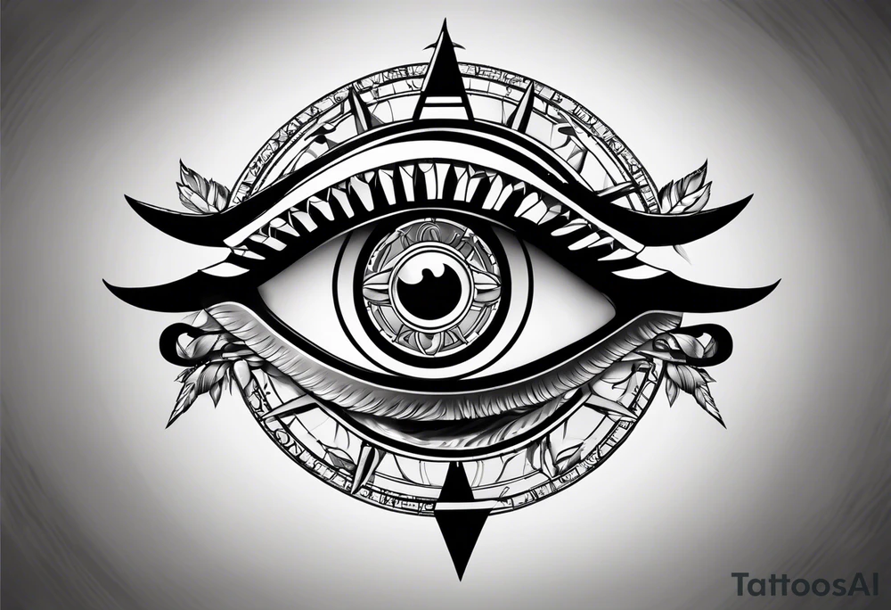eye of horus inside compass tattoo idea