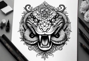 snakes interwoven on a crown tattoo idea