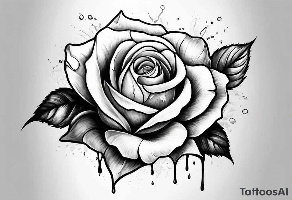 White rose with blood in hand tattoo idea
