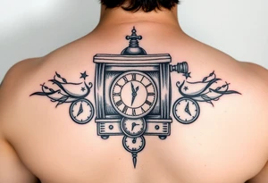 Slot machine with pocket watch and compass tattoo idea