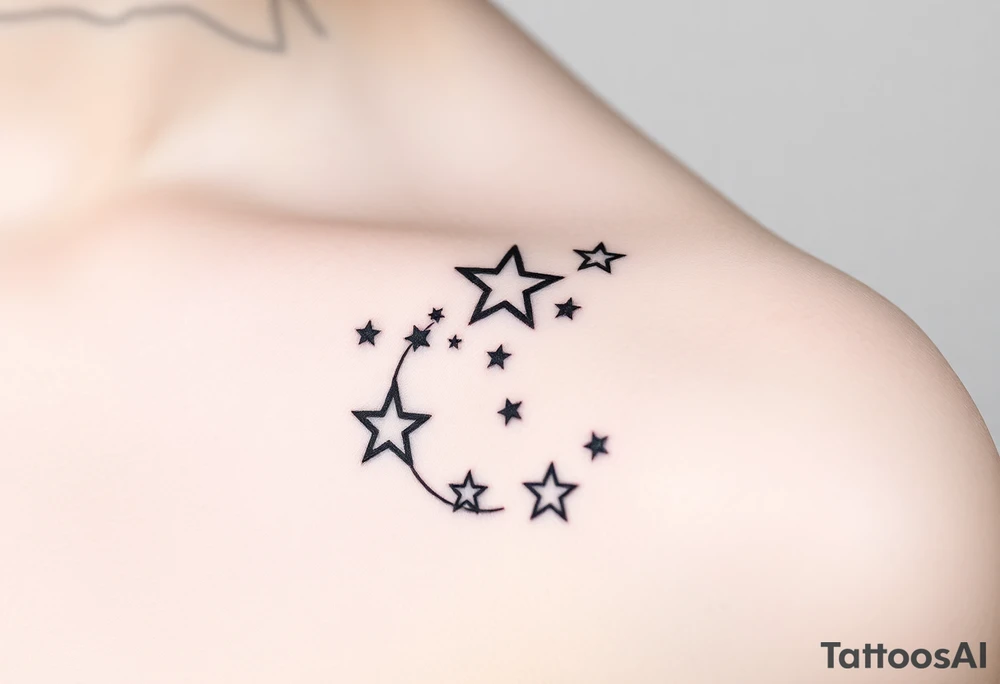 Stars wrapping collarbone tattoo idea