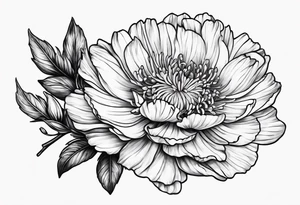 Carnation aster and violet blossom flat lay tattoo idea