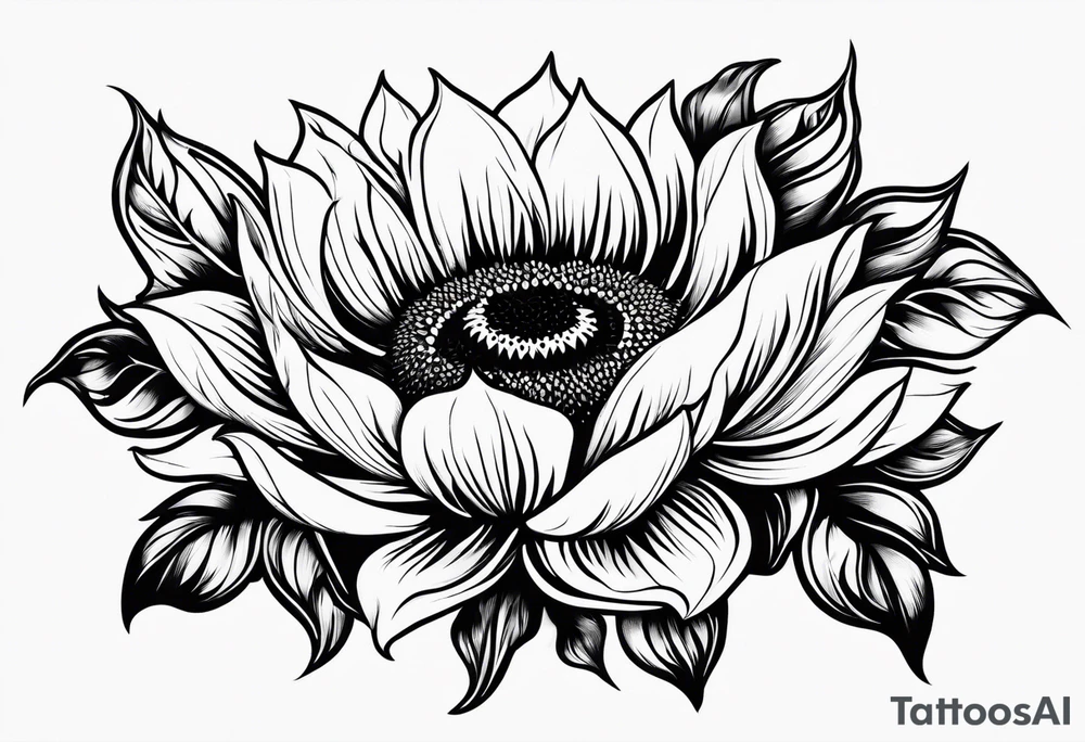Flower fire an a sunflower tattoo idea