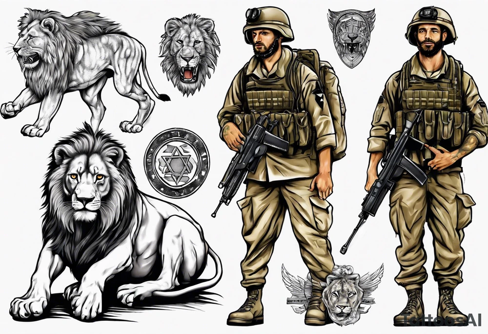 an israeli soldier with a lion tattoo idea