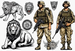 an israeli soldier with a lion tattoo idea