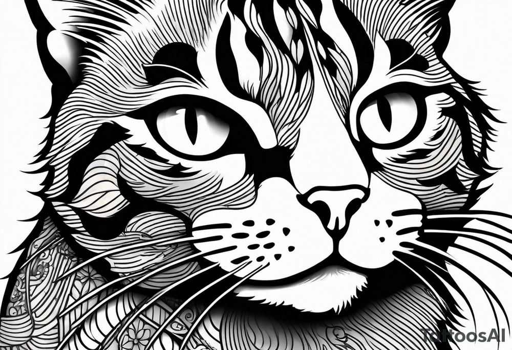 face of a cat, facing left, small tattoo idea
