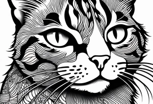 face of a cat, facing left, small tattoo idea