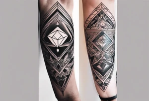 Sleeve on the forearm with a diamond in the middle tattoo idea