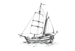 sailing boat at achor tattoo idea