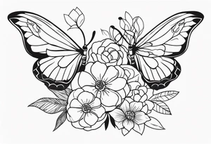 Butterflies with flowers & snake tattoo idea