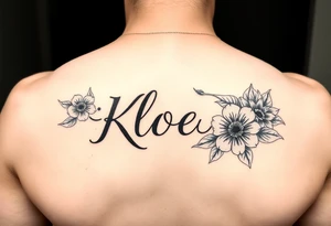 The name Kloee with flowers around it or in it tattoo idea