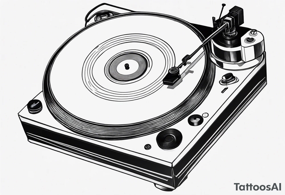 Recordplayer minimalistic in 2D tattoo idea