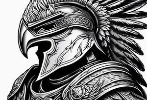 spartan helmet and bald eagle background tattoo idea