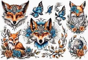 Eule und fuchs fantasie tattoo idea