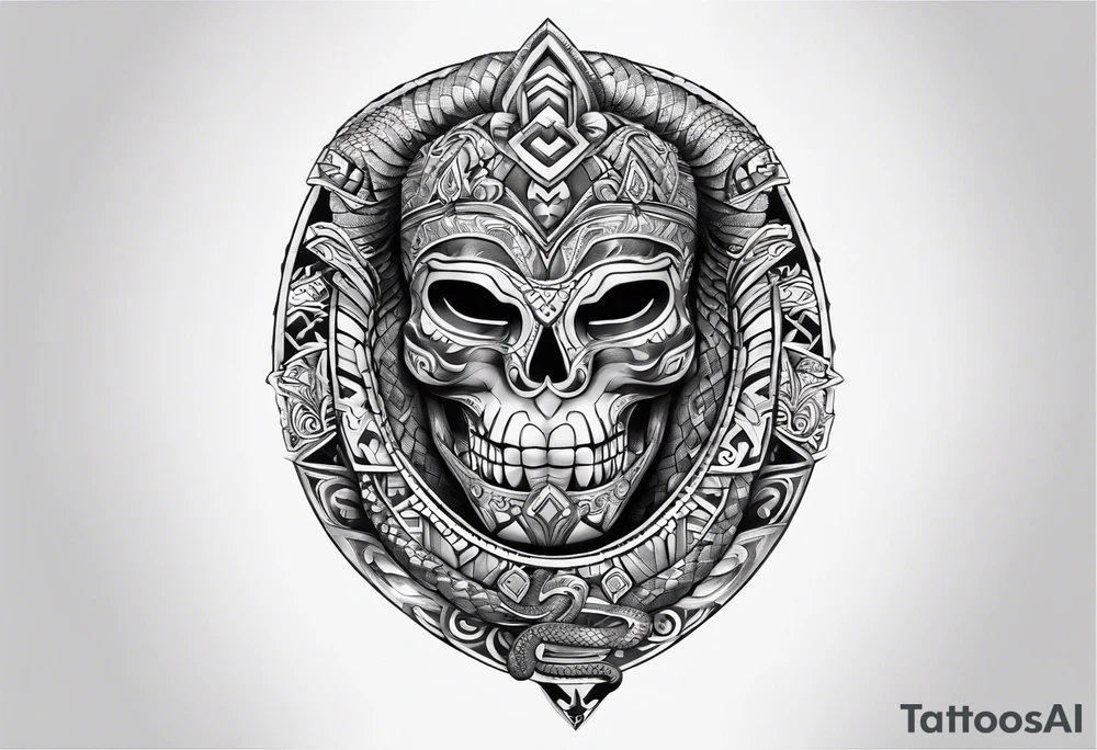aztec snake sleeve tattoo idea