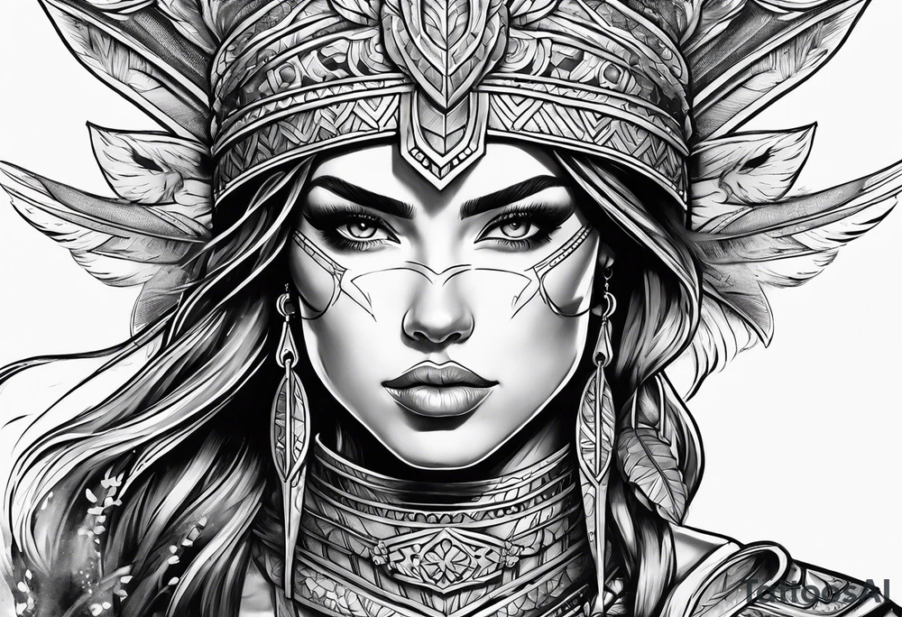 Woman warrior tattoo idea
