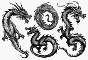 dragon with long body and scales tattoo idea