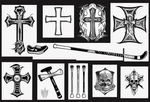 Memorai Hockey stick cross tattoo idea