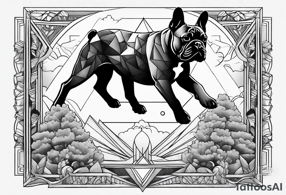 French bulldog riding man tattoo idea