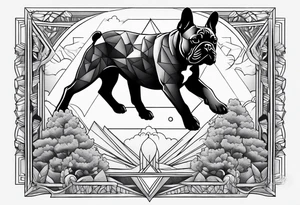 French bulldog riding man tattoo idea