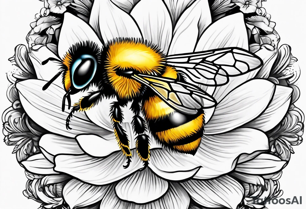 Harlow in cursive with a bumblebee flying off the end of the w tattoo idea