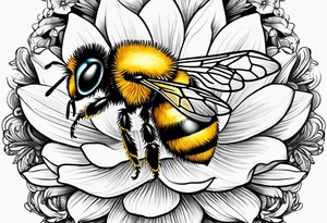 Harlow in cursive with a bumblebee flying off the end of the w tattoo idea