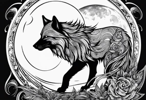 Scythe moon wolf tattoo idea